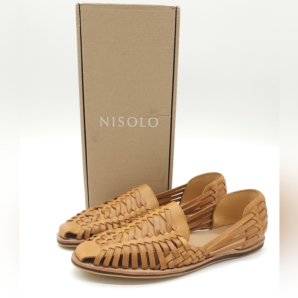 Nisolo Huarache Men’s Saddle Brown Slip On Leather Sandal Shoes Size 11